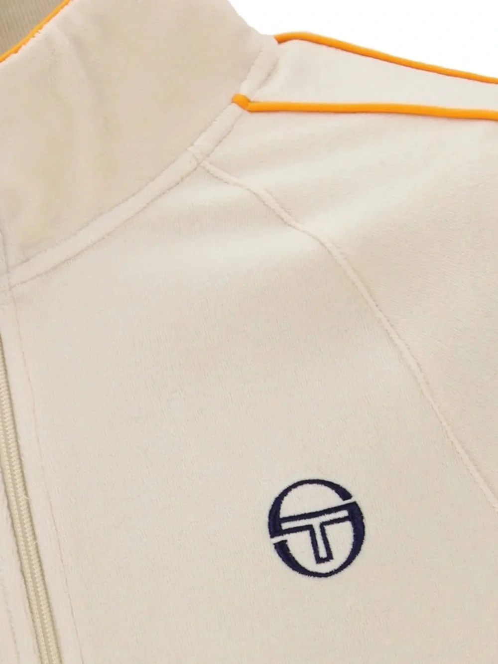 🛑 Sergio Tacchini Tasso Velour Track Top in Sandshell Beige/Orange Pepper - NWT